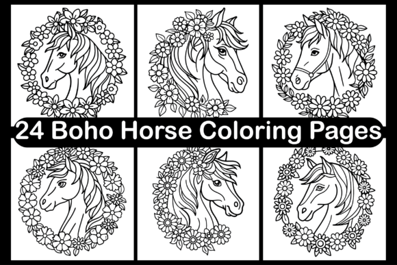 24 Boho Horse Coloring Pages: A Graphics Must-Have