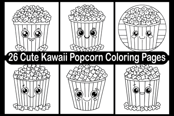 26 Cute Kawaii Popcorn Coloring Pages: A Graphic Design Gem