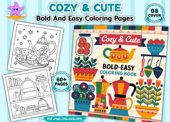 A Designer's Review of Cozy Cute Bold & Easy Coloring Pages Graphics
