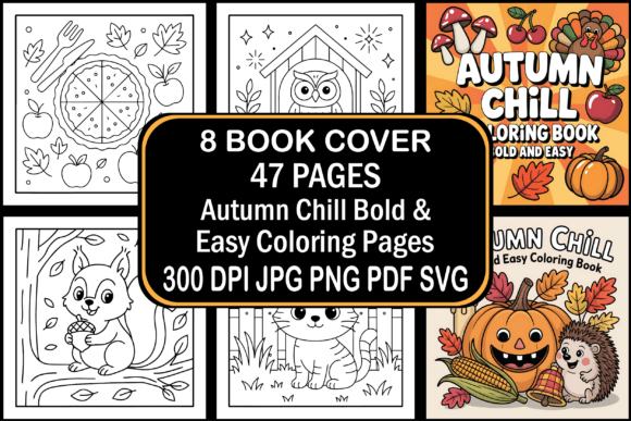Autumn Chill Coloring Pages as a Graphic Asset for Small Business