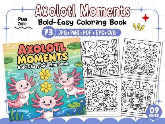 Axolotl Moments Bold Graphics for Coloring Pages