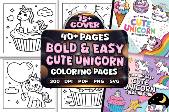 Bold and Easy Cute Unicorn Coloring Pages