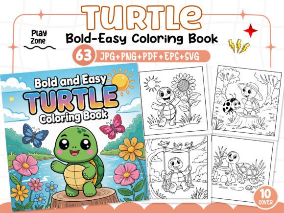 Bold and Easy Turtle Coloring Book - Kdp: A Graphics Gem for Local Branding