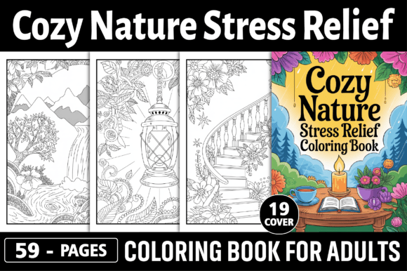 Cozy Nature Stress Relief Coloring Book Graphics Review