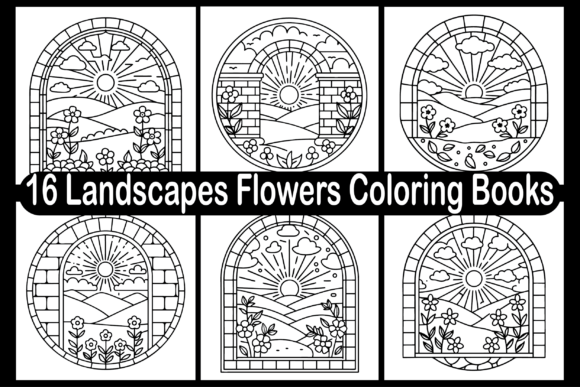 Exploring 16 Landscapes Flowers Coloring Books