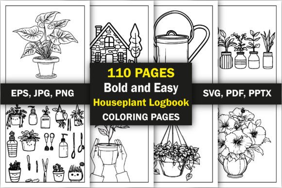 Houseplant Logbook Coloring Pages for Branded Graphics