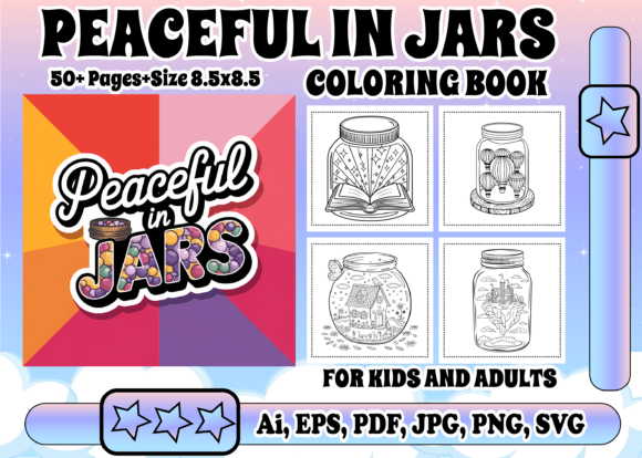Peaceful in Jars: A Soothing Graphics Asset for Coloring Pages Amp