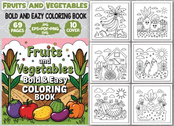 Review: Fruits and Vegetables Coloring Book Page for Graphics