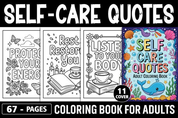 Self-Care Coloring Pages for Adults Graphics Review for Branding