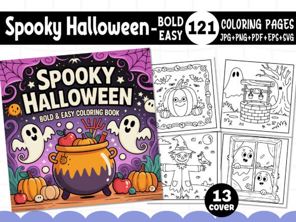Spooky Halloween Coloring Pages for Embroidery Inspiration