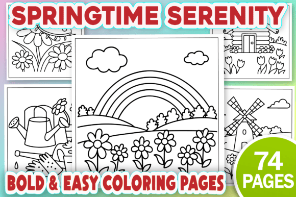 Springtime Serenity: A Bold Graphics Asset for Coloring Pages Amp