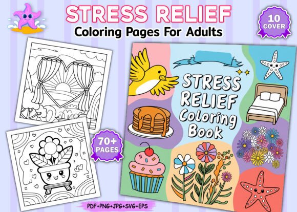 Stress Relief Coloring Book Graphics for Creative Branding