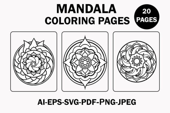 Zen Ocean Waves Mandala Graphics for Adult Coloring